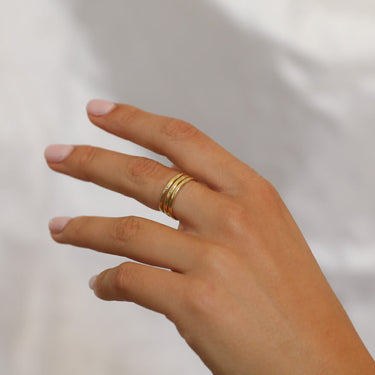 Gold Triple Bar Adjustable Ring